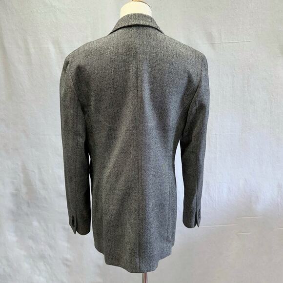 Lafayette 148 black/cream herringbone wool stretch one button blazer size 8 - Picture 9 of 14